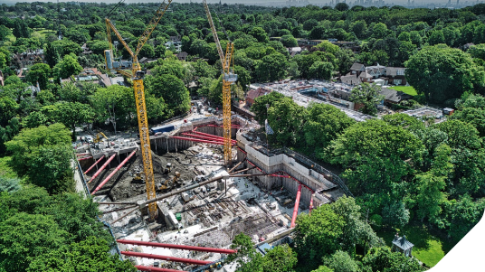 Providing the foundation of an apartment block