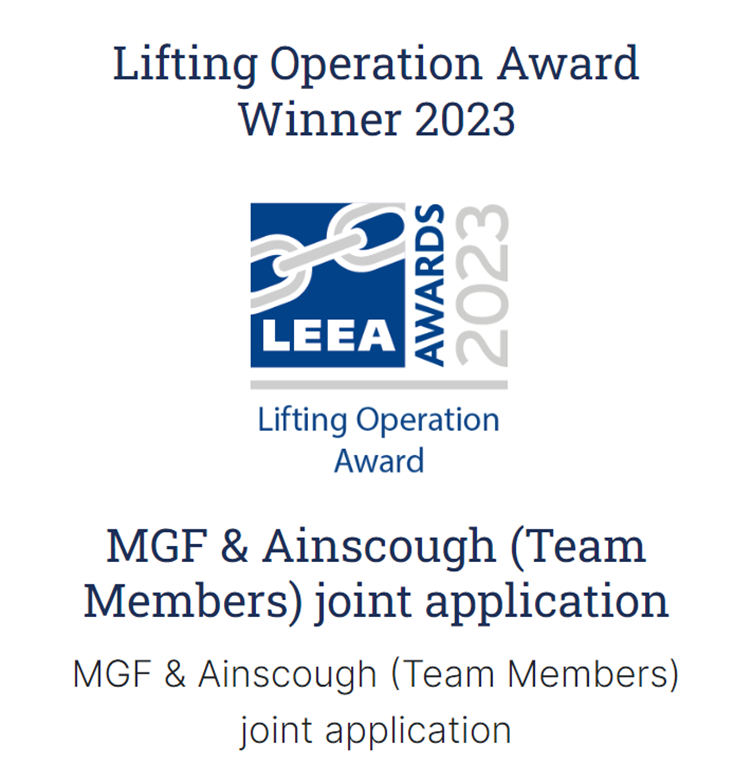 MGF and Ainscough Win Lifting Operations Award